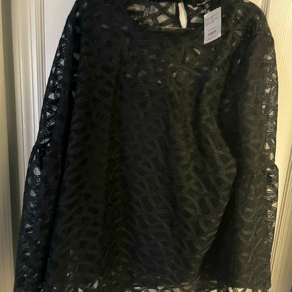 Black dressy sheer patterned top